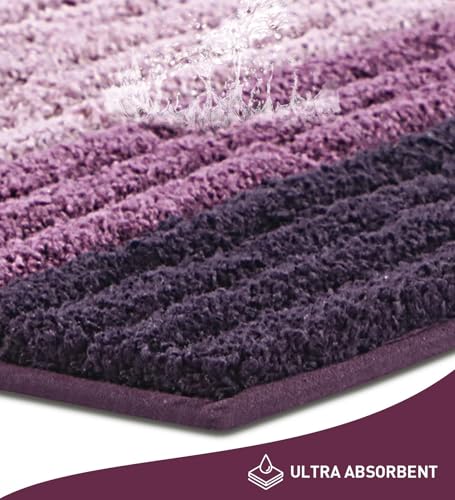 Image of Obsessions Soft & Plush Bath Mat | Quick Dry, Stain & Skid Resistant | Luxuriously Soft, Long Lasting Color | TPR Latex Backing, Size 50x80 cm, Mauve & Plum