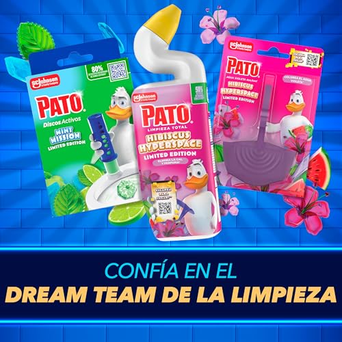 Miniatura 6 de Pato Discos Activos WC Edición Limitada Hibiscus Hyperspace, Limpia, Refresca y Perfuma el Inodoro, Eficacia 360°, 2 Recambios : 12 discos (Paquete de 2)