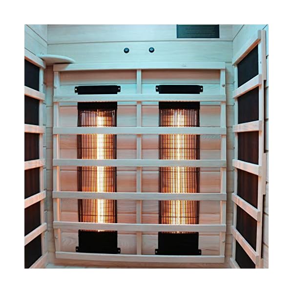 Dewello Infrarotkabine Infrarotsauna Pierson 90x90 für 1 Person aus Hemlock Holz mit Vollspektrumstrahler, Bodenstrahler… – Bild 6