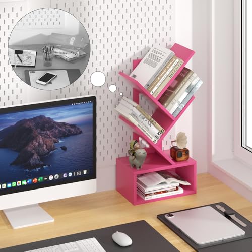 SHEEPAM 5 Tier Tree Book Case Small Bookshelf with Shelf - image 6