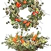 Spring wreath artificial carrot eucalyptus wreath 22in orange green white spring easter summer front door wall decor  urban country home decor