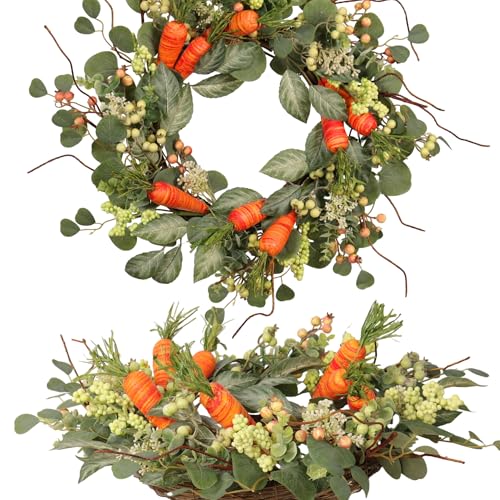 Spring-Wreath-Artificial-Carrot-Eucalyptus-Wreath-22IN-Orange-Green-White-Spring-Easter-Summer-Front-Door-Wall-Decor Spring Wreath Artificial Carrot Eucalyptus Wreath 22IN Orange Green White Spring Easter Summer Front Door Wall Decor