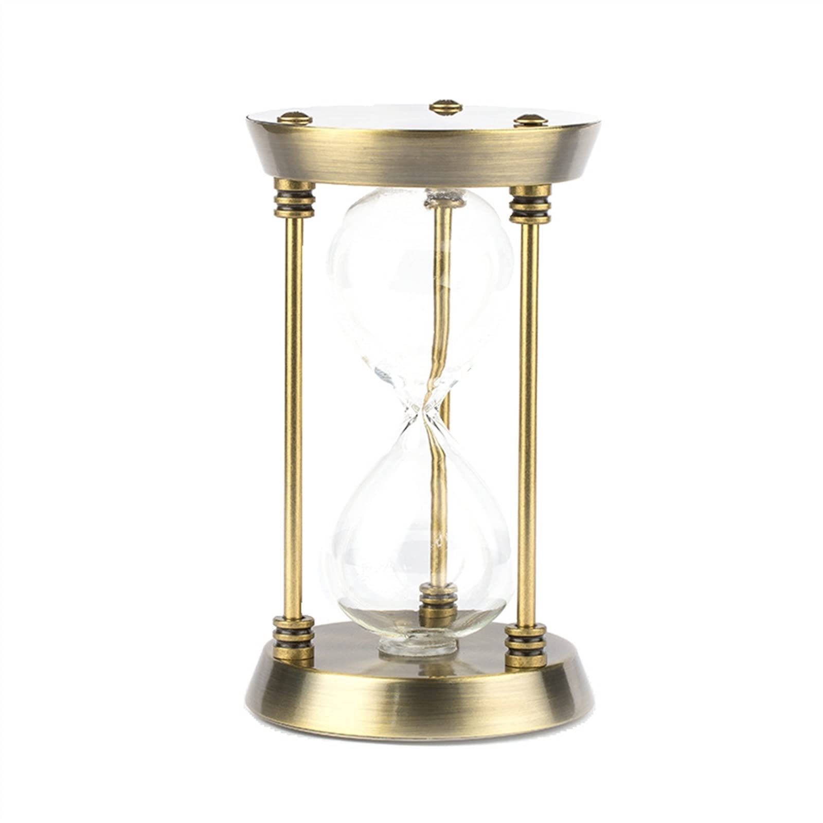 Reloj de arena Reloj de arena de 15 minutos, reloj de arena pequeño de 5,1 pulgadas, reloj de arena de latón antiguo, reloj de arena de cristal de hora único de metal de 5 minutos for cocina, hogar, o