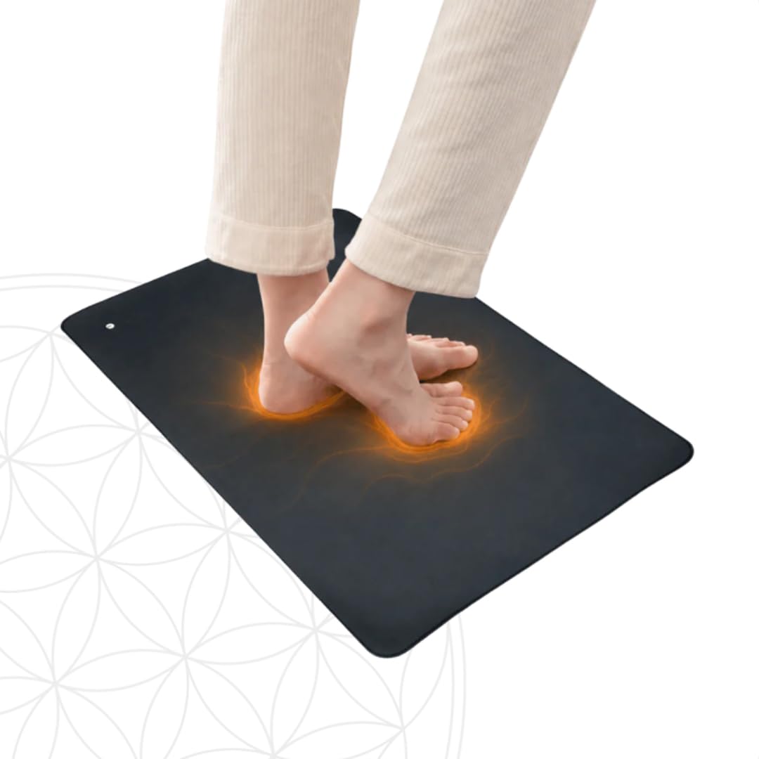 Elvari Erdungsmatte, 60x40cm Natürliche Erdungsmatte Für Zuhause, Leitfähige Matte Für Ausgeglichenheit & Entspannung, Einfache Anwendung Mit Eu-Adapterset