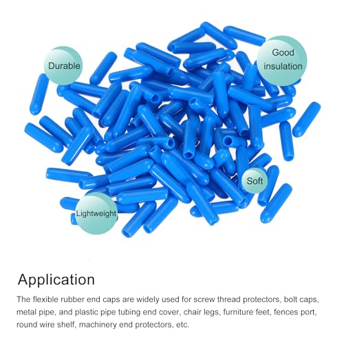 Image of MECCANIXITY 100pcs 3mm(1 /8 inch) Rubber End Caps Cover PVC Vinyl Screw Thread Protector Round Wire Shelf Caps for Screw Bolt Pipe Fence Post, Light Blue