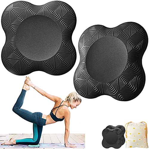 Almohadilla Rodillera Yoga，2Pedazo Colchonetas de Yoga Manos Codos Esterilla Yoga Antideslizante Cojín PU Rodillera Yoga Para Mujer Protectora Pilates el Tobillo Ejercicios Estiramiento Mat (Negro)