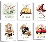 Magische Mädchen-Zimmer-Wandkunst, Aquarell, Zauberbuch, Eule, Buchstabe, Wandkunstdrucke, gerahmte Leinwand, motivierender Spruch 'Be Kind&Be Honest', Poster für Baby-Kinderzimmer, Heimdekoration, 6