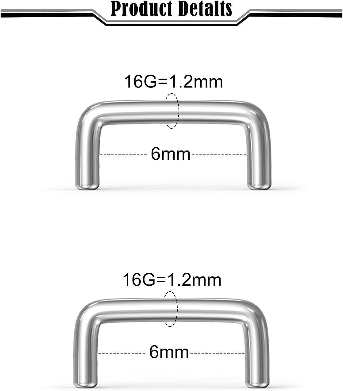 16G 14G Hider Septum Retainer Stainless Steel U-Shaped Septum Rings Hypoallergenic Metal Septum Piercing Retainer for Women Men