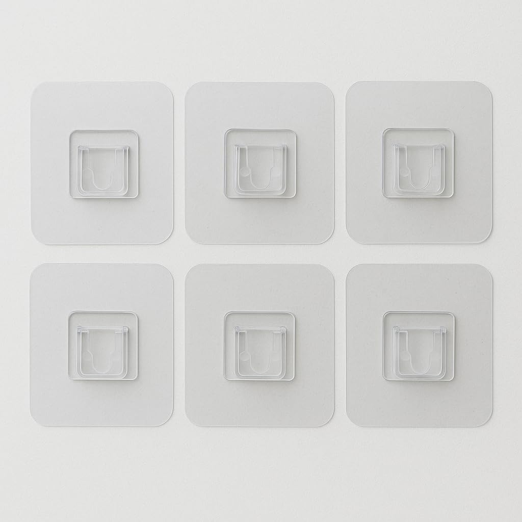 Hirsha 06 Pcs Female Sticker Transparent Waterproof Self Adhesive No Damage Wall Sticker Wall Mount Bathroom Shelf Adhesive Sticker Support Without Drilling Magic Sticker (Female Sticker 06)