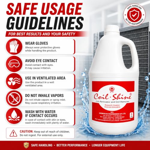 Image of Coil Shine AC Coil Cleaner 5 Litre | Professional Grade HVAC Coil Cleaning Liquid | Deep Dirt & Dust Remover | Improves Cooling Efficiency | Heavy Duty HDPE Bottle (Pack of 1)