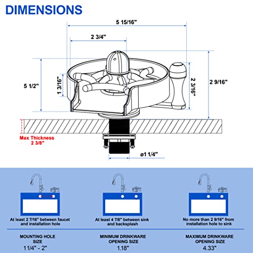 J-Hva Glass Rinser For Kitchen Sink - Hot And Cold Switching 360° Rotary Cup Washer, Quick Cup Rinser Faucet Cleaner Bottle Washer For Bar Automatic Flushing, Brushed Nickel #TOP5