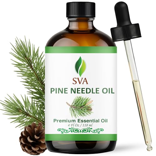SVA ORGANICS Pine Needle Essential Oil Large Size 4 OZ (118 ML) Therapeutic Grade, 100% Pure Premium Grade Oil for Skin and Hair Care