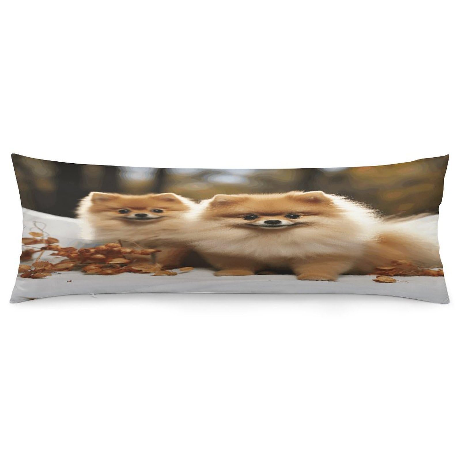 Cute Pomeranian Body Pillow Cover Soft Full Long Pillow Cover Decorative Large Pillow Case Cozy Body Pillow Pillowcase Pillow Shams for Bed Sofa Couch Room Decor 18.9 X 53 Inch