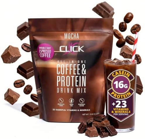 CLICK Mocha Protein Coffee Powder - 16g Protein with Double Shot Espresso