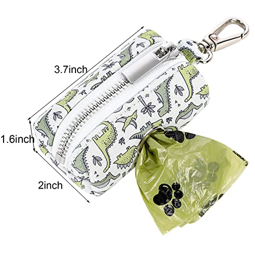 Image of ARING PET Dog Waste Bag Dispenser, Cotton Doggy Poop Bags Holders Attach to Any Leashes, Portable Washable Dinosaur Pet Waste Pouch Dispenser with Metal Zipper
