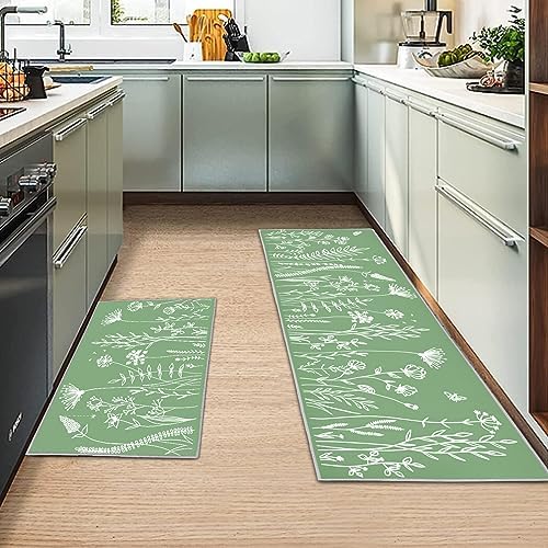 MIQEBX 2 Pcs Kitchen Rugs and Mats, Anti Fatigue Kitchen Rug Sets,Comfort Floor Mats Washable Non Slip Kitchen Rug Runner for Office Sink Laundry (Breakfast, 40x120cm+40x60cm)