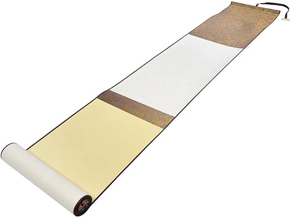 Blank Hand Scroll with Silk Brocade Box Chinese Xuan Paper Art Wall Scrolls for Sumie and Calligraphy