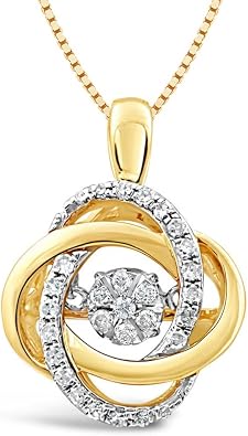Dancing Diamonds Necklace 1/5 CTTW 925 Silver or Yellow Gold Plated Silver