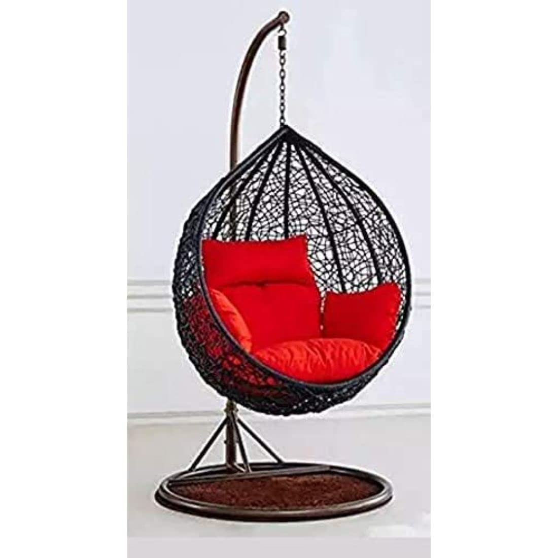 Furniture Single Seater Hammock Swing Chair with Stand & Cushion Hammock Hanging Jhula for Indoor, Outdoor, Balcony,Home, Patio, Balcony, Garden(Black & Red)-image-26