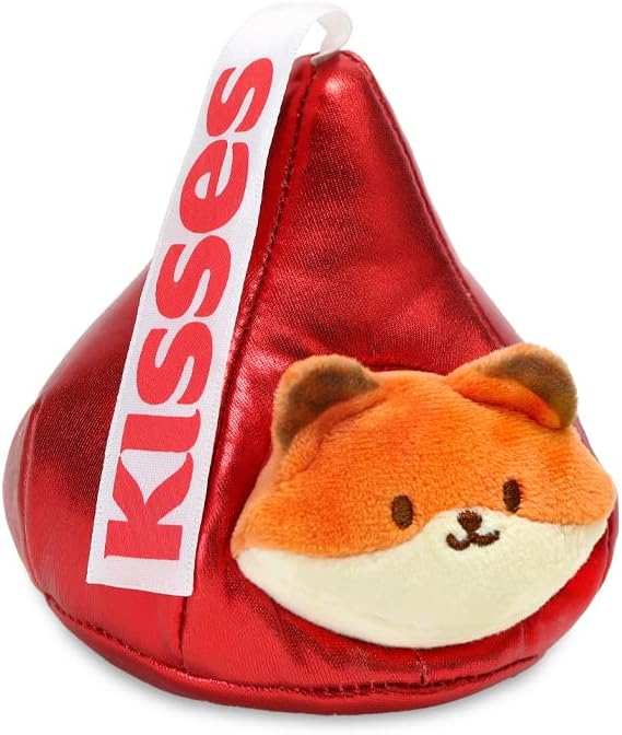 Anirollz 4" Mini Blanket Plush Cute Cat Fox Character Red Stuffed Animal Toy Valentine's Gift - Kisses (Foxiroll)