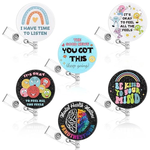 Hoteam 6 Pcs Physical Therapist Badge Reel Retractable with Alligator Clip Badge Holders for Healthcare Badge Reel Clip for Doctor Nurse Physical Therapist Assistant PT Appreciation Gifts