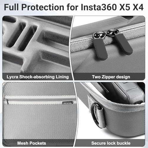 Image of LEQTRONIQ Travel Storage Bag Compatible with Insta360 X5 Camera, Hard Shell Protective Organizer, Shockproof EVA Carrying Solution for Camera, Batteries and Accessories