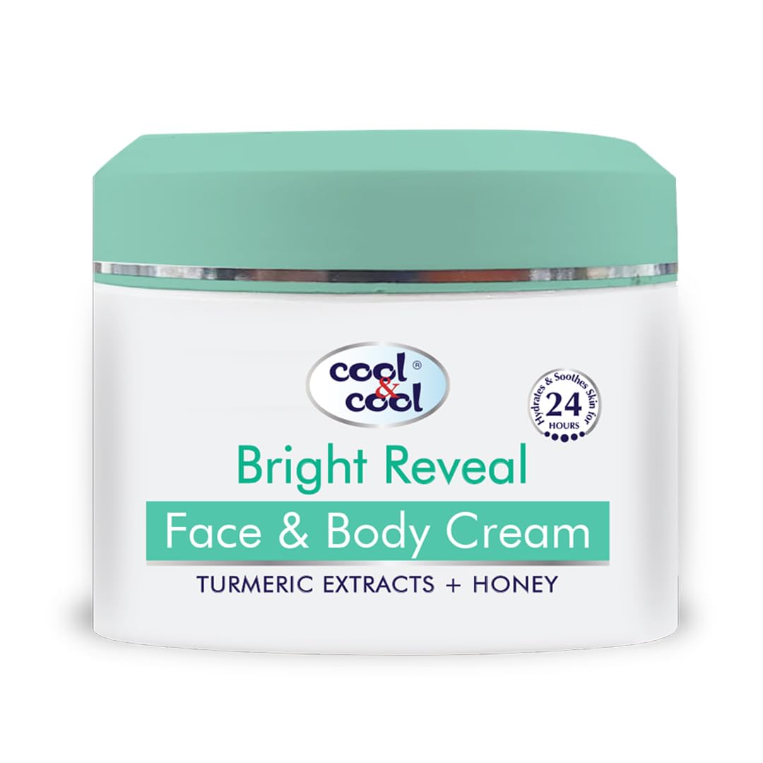 Cool & Cool Bright Reveal Body Cream 150ml, With Turmeric Extracts and Honey, For Normal to Combination Skin, 24 Hr Moisturization, White