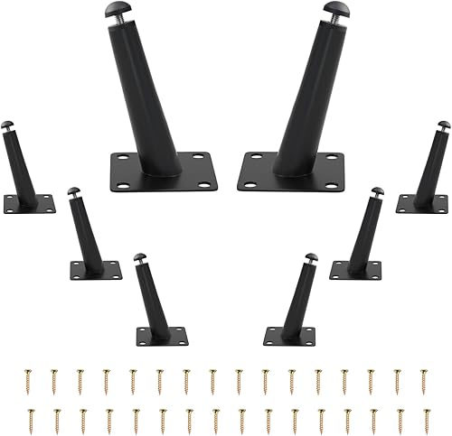 Miniatura 1 de Juego de 8 patas ajustables de 4 pulgadas para muebles, patas de mesa oblicuas de metal, patas de sofá, patas de mesa auxiliar, patas de silla,