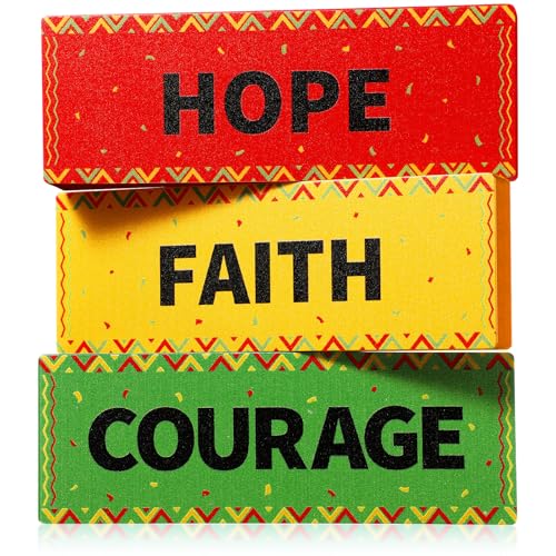 Faccito 3 Pcs Juneteenth Decorations Wooden Juneteenth Centerpieces African American Table Signs Wood Freedom Day Tiered Tray Decor for Home Party Supplies by Faccito - Used condition - US$10.98