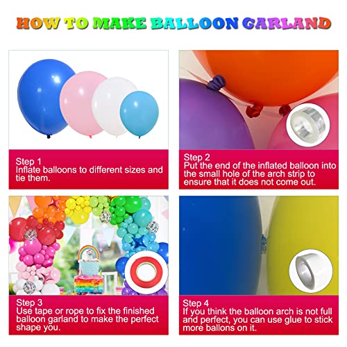 Perpaol 146Pcs Rainbow Balloons Garland Arch Kit, 12 Assorted Multicolor And Confetti Balloons For Birthday Color Party Anniversary Festival Carnival Circus Decoration With Star Foil Balloons… #TOP2