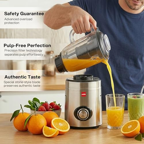 Image of CELLO Steelox Pro 4 Jar Mixer Grinder for Kitchen 1000 Watts | 500ml, 1.2L, 1.5L Steel Jars with 1.5L Juicer Jar, Heavy Duty Powerful Copper Motor | for Grinding Mixing Juicing | 5 Years Warranty
