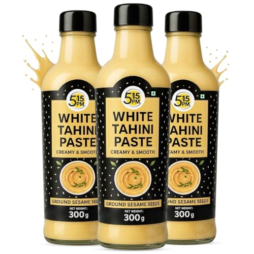 Image of 5:15 PM Tahini Paste 300g | White Tahini for Hummus | Tahini Sauce | Ground Hulled Sesame Seeds Paste Smooth & Creamy Natural for Hummus, Baba Ghanoush, Salad Dressings and More (Pack of 3)