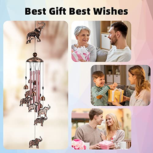 Grednfhat Elephant Wind Chimes For Outside Elephant Gift, Unique Windchimes Garden Decoration Outdoor Clearance Copper Wind Chime Christmas Birthday Gifts For Women Mom Grandma (Elephant) #TOP5