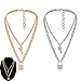 Produktbild Daimay 2PCS Legierung Choker Halskette Schlüssel Sperren Anhänger für Frauen Männer Chunky Chain Punk Gothic Halsketten Pullover Kette  Gold und Silber