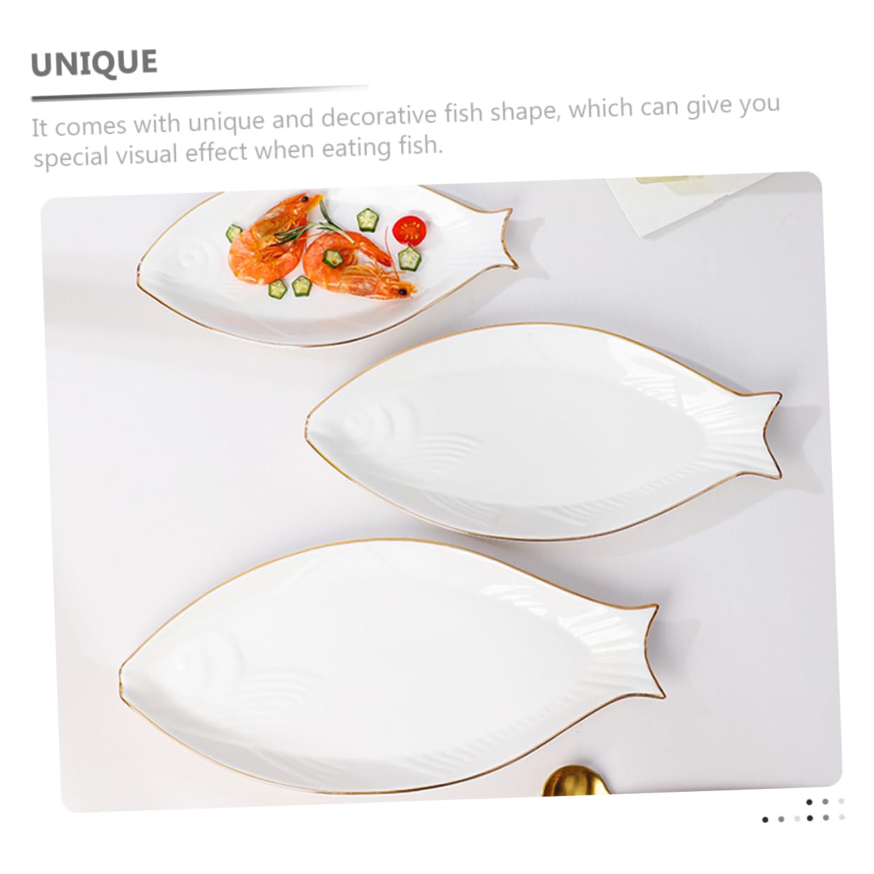 Zerodeko Plato de Cerámica Forma de Pez Blanco para Sushi y Aperitivos | Apto para Cafetería y Pastelería, Resistente al Calor, Fácil de Limpiar, Diseño Decorativo