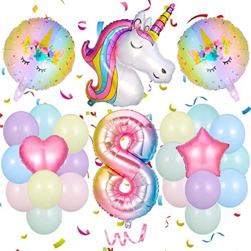 umorismo 25 Pcs Unicorn Number 5 Ballon Girl, Age 5 Balloons Unicorn Number Foil Balloon Set, Helium Foil Age Balloons For Girls Birthday Party Decoration