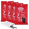 Emergency Fire Blanket for Home Kitchen – Fiberglass Fire Suppression Blanket Great for School, Fireplace, Grill, Car, Office, Warehouse (4 Pack, 39 in X 39 in)