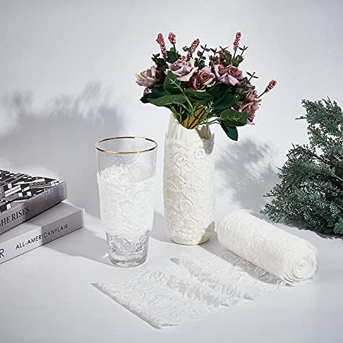 GORGECRAFT 5 Yards Lace Roll White Cotton Lace Trim Fabric 5.7" Wide for Dress Tablecloth Hair Band Wedding Festival Event Decorations