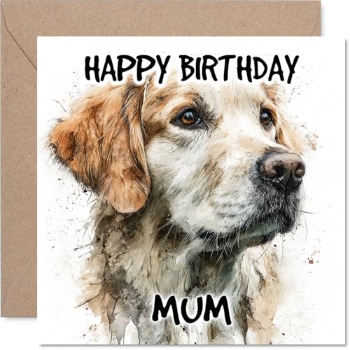 Tarjeta de cumpleaños para mamá – Golden Retriever – Tarjeta de feliz cumpleaños para mamá de hijo e hija, 145 mm razas de perros tarjetas de felicitación de cumpleaños