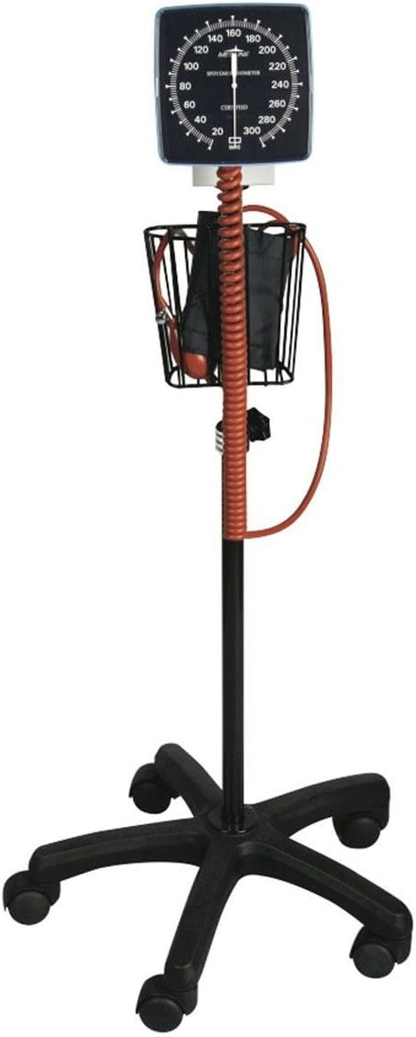 Medline Mobile Aneroid Blood Pressure Monitor, Stand Included, Precise, Portable, and User-Friendly BP Cuff with Clear Gauge, Adult Size