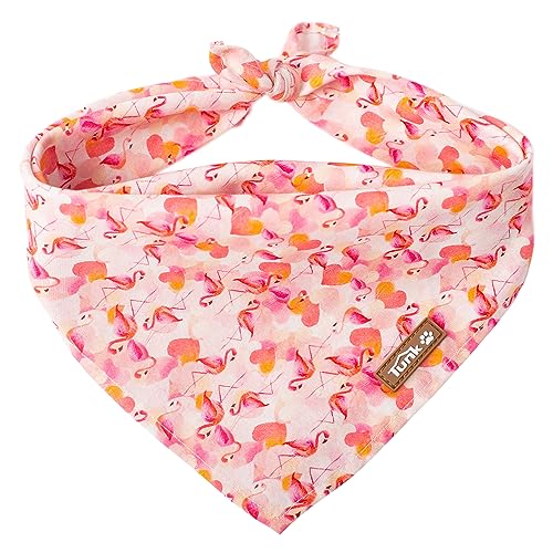 Image of Tunkoo Dog Bandana Super Cute Flamingo Dog Scarf - Durable and Stylish Adjustable for Girl or Boy Small Medium and Large Square Puppy Kerchief, S