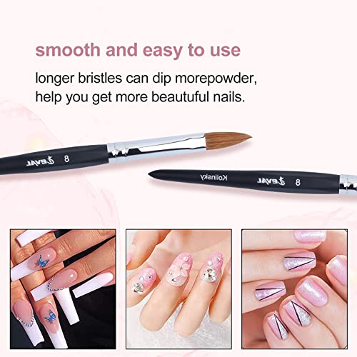 Brushes Acrylic Nail Yihuale 100% Kolinsky Sable Hair, Ergonomic Six Angle Handles Brush Professional Uv Gel Nail Art Tool For Acrylic Application Manicure Powder Pedicure Black Handle (Size #8) #TOP4