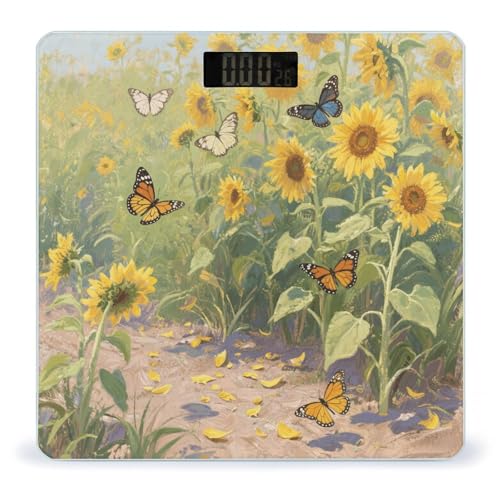 Báscula digital de baño con diseño girasoles 400lb