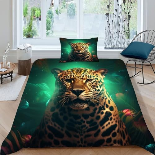 Housse de couette léopard avec fermeture éclair pour lit simple 1 place - 3