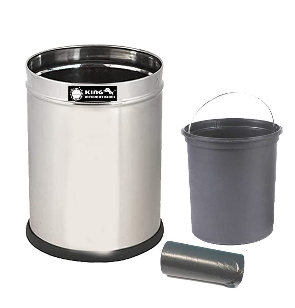 King International Stainless Steel Dustbin for Kitchen with Dustbin