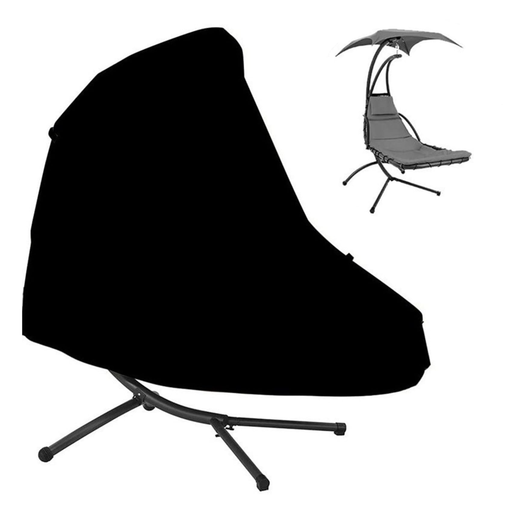 Copertura per sedia a da esterno in tessuto Oxford nero da 73x46x78 pollici, copertura per amaca impermeabile anti-UV con coulisse e maniglia imbottita, protezione per chaise longue resiste
