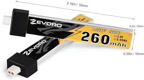 Miniatura 6 de 6pcs 260mAh 1S Lipo Batería 3.8V 80C LiHV Batería con BT2.0 Conector para FPV Tiny Whoop Drone Quadcopter