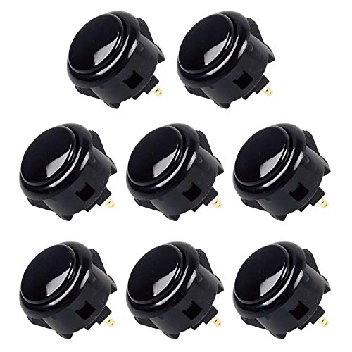 Image of Sanwa 8 pcs OBSF-30 Original Push Button 30mm - for Arcade Jamma Video Game & Arcade Joystick Games Console (Black) S@NWA
