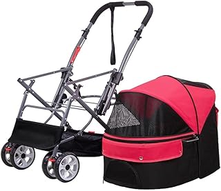 Carrinho de passeio para cães de estimação Carrinho de passeio para gatos Carrinho de passeio para cães pequenos e médios Carrinhos de bebê destacáveis para transporte de animais de estimação para cães e gatos wiih (vermelho)