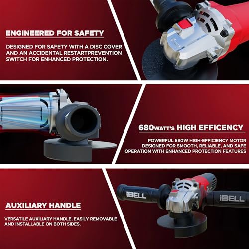 Image of IBELL Angle Grinder AG15-68 (USED) | 680W Heavy Duty | Copper Armature | 115mm /4.5 inch Disc Dia | 11000 RPM | With Grinding Wheel & Guard | Compact & Lightweight | 6 Months Warranty